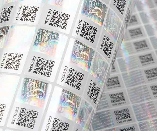 1.000 Glitzer-Barcode-Etiketten aus Spezial-Kunststoff-Hologramm-Folie  bedruckt mit Barcode nach Wunsch