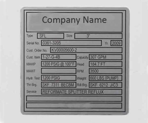 Mechanical Nameplate