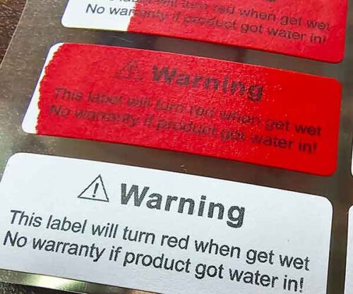 Water Damage Indicator Sticker